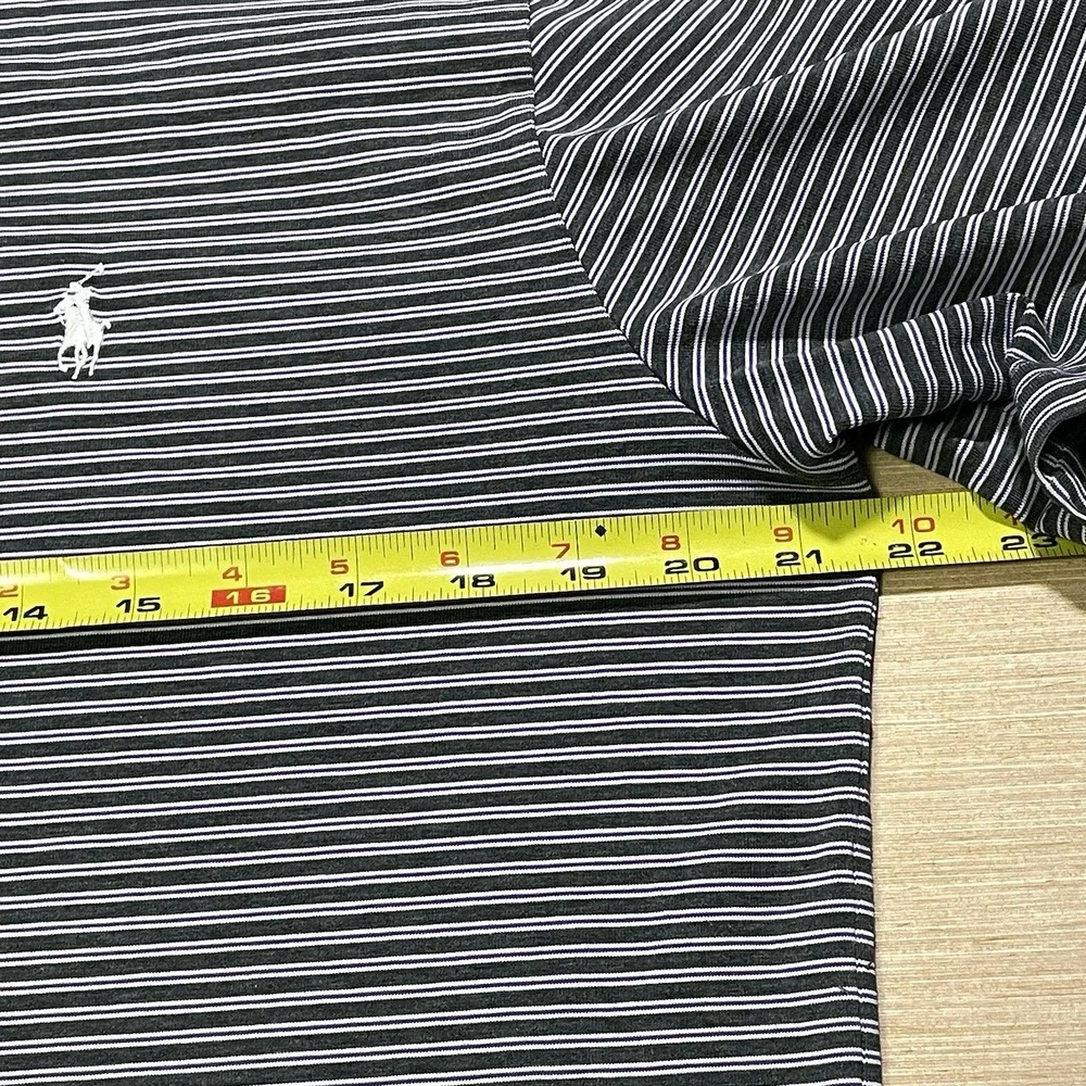 Polo Golf Ralph Lauren Men's M Short Sleeve Gray and Purple Striped Preppy Polo